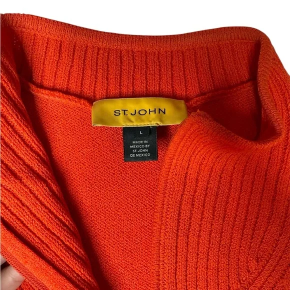 Women’s St. John Orange full zip wool knit sweater size large - Picture 6 of 10